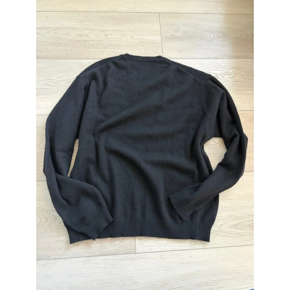 J Ashford 100% Cashmere Black  V-neck Sweater Men's XL